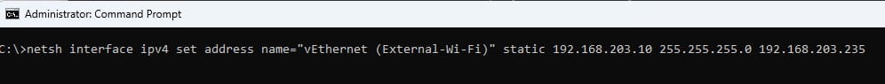 Set IP via command prompt with "netsh"