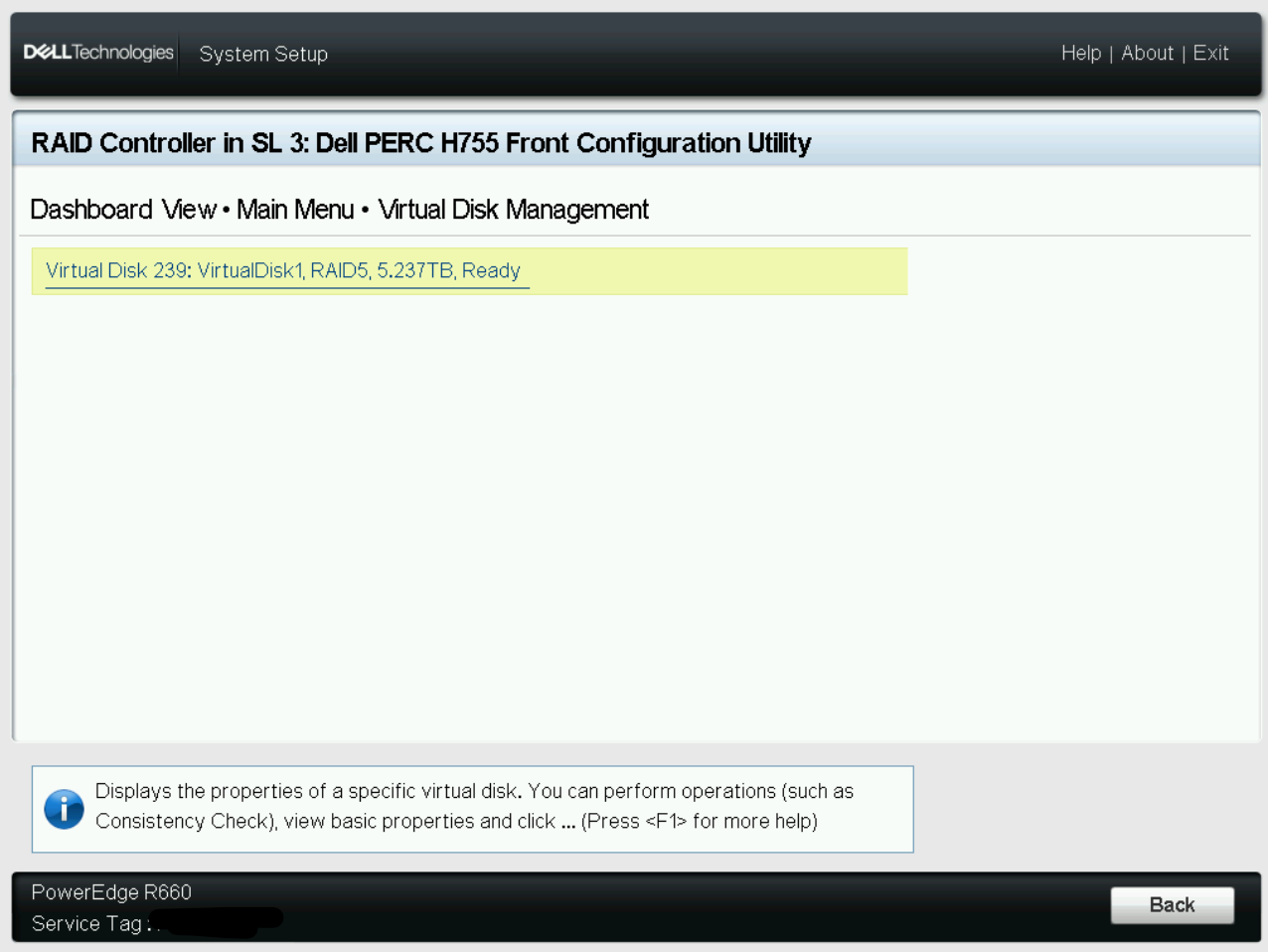 Creating a Virtual Disk and selecting RAID type on a Dell PowerEdge Server