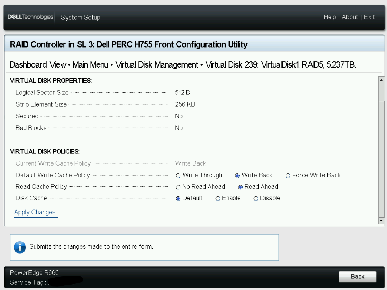 Creating a Virtual Disk and selecting RAID type on a Dell PowerEdge Server