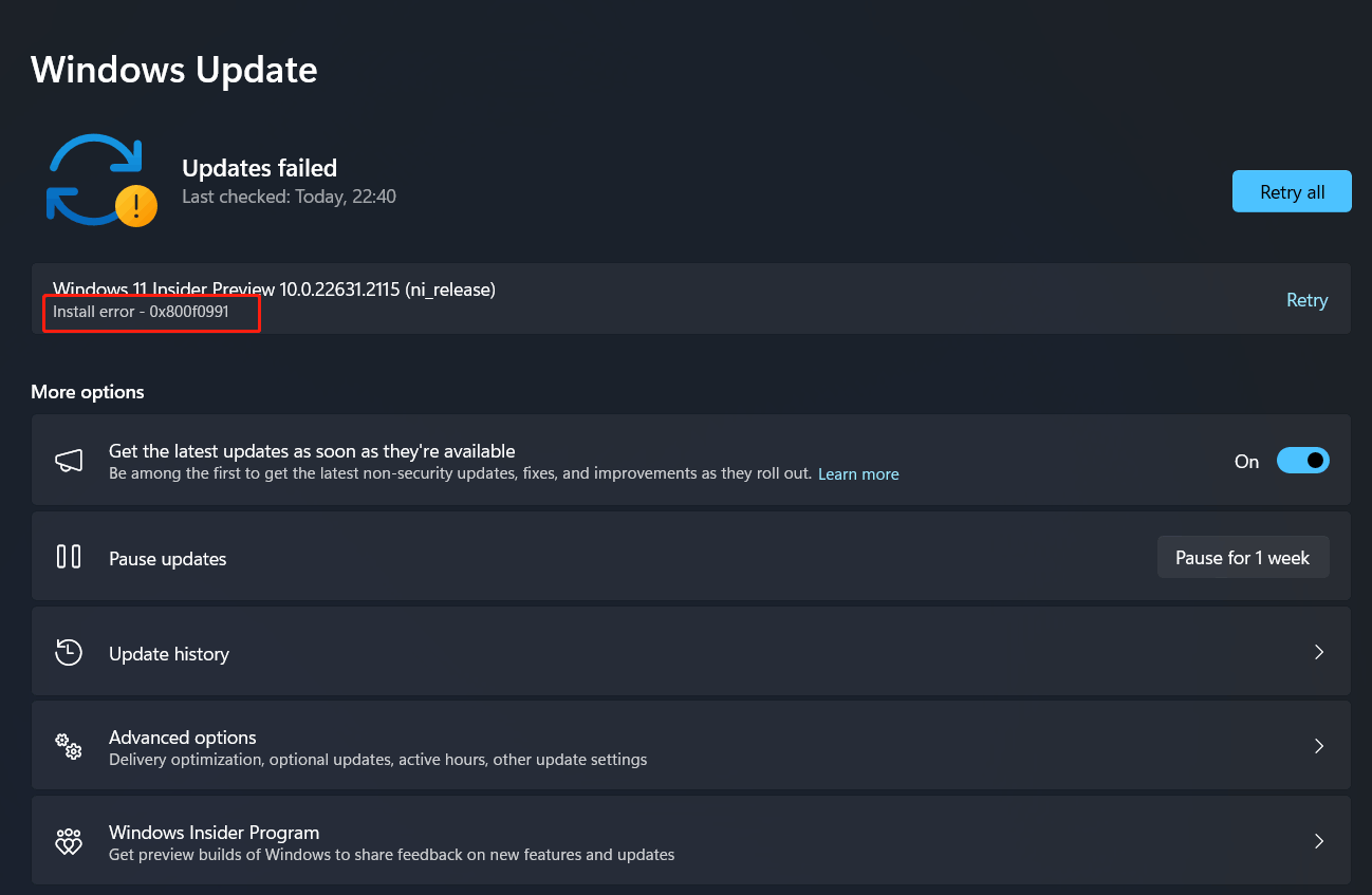 How To Fix Windows 11 Update Error Code 0x800f0991