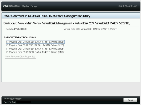 Creating a Virtual Disk and selecting RAID type on a Dell PowerEdge Server