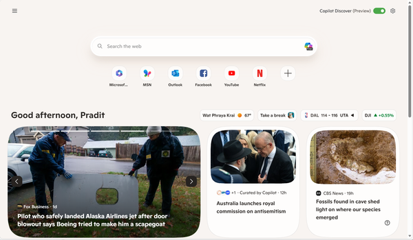 How to turn off Copilot and News feed on page Microsoft Edge.
